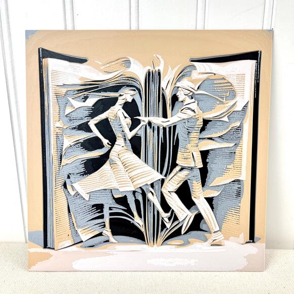 Book Lovers Wall Art, Dancing Couple Book Pages, Literary Home Decor - Picture 1 of 10